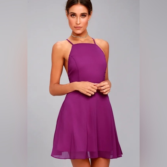 Letter of Love Magenta Backless Skater Dress - Picture 2 of 7